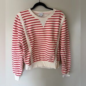 Everly Striped Red and White Crew Neck Sweater